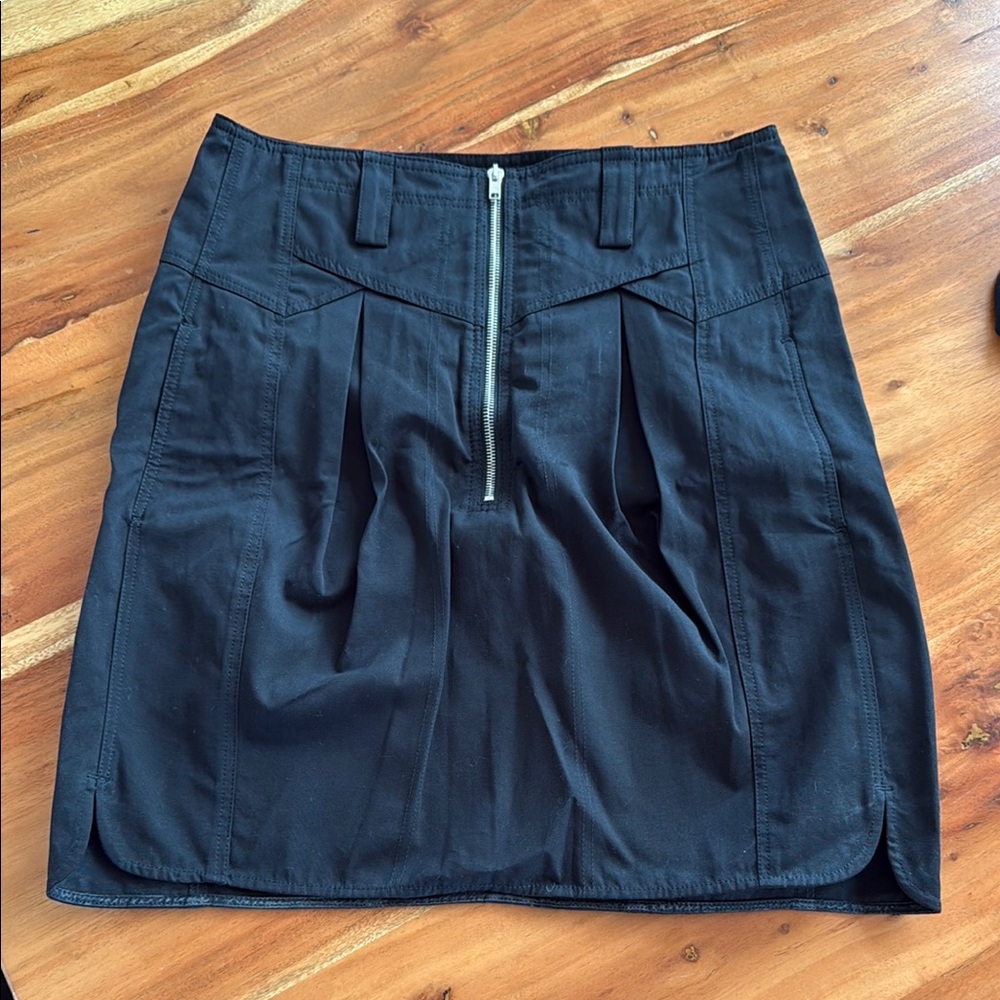 Isabel Marant Black Cotton Mini Skirt Zip Front Sz FR 42/US10